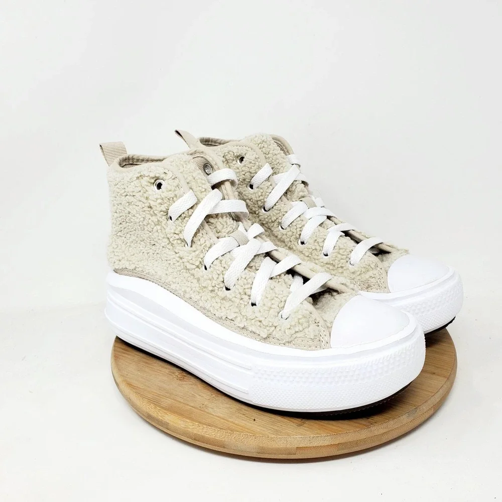 Converse Move Platform Sherpa Kids 2 Fluffy Fuzzy Chuck Taylor All Star Shoes